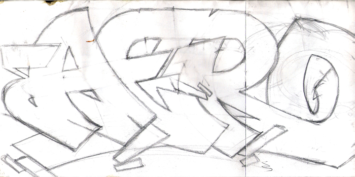 aeor graffiti mural artist sketch