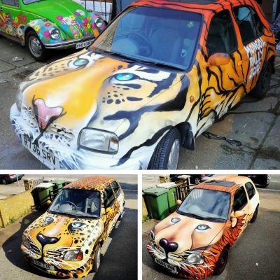 tiger graffiti car