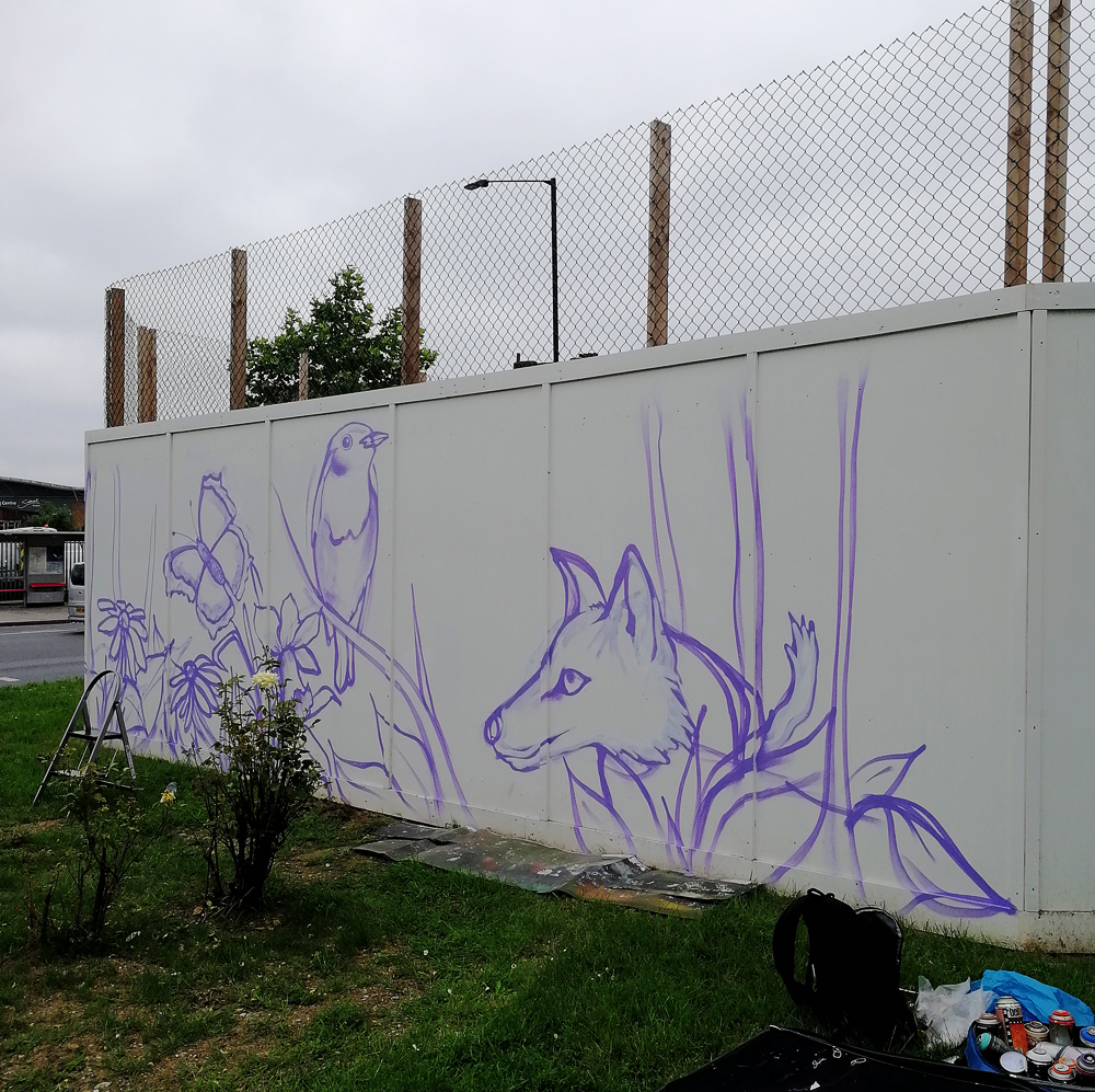 wildlife graffiti mural