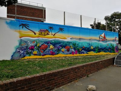 sea life graffiti mural