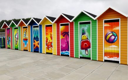 graffiti beach huts